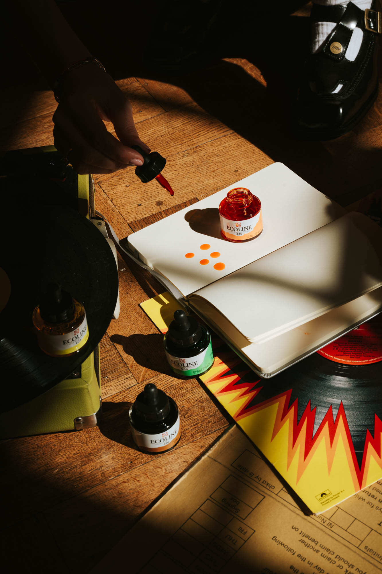 Ecoline inkt op schetsboek